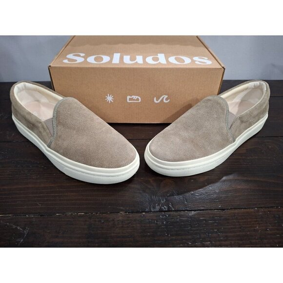 NIB Soludos Ibiza Suede Slip-On Platform Sneakers in Sage (Grey)/Size 7 - Picture 2 of 11
